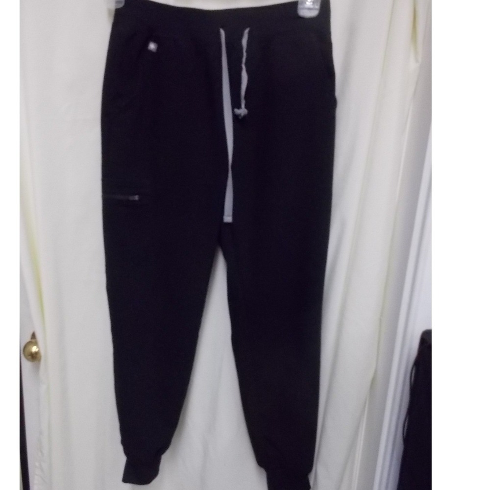 FIGS Zamora Jogger Scrub Pants Black Women Small FIONx Yoga Waistband 1000208